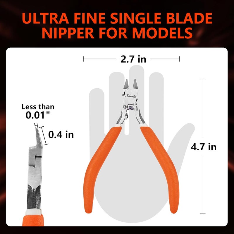 mshandto Model Nippers 4.7" Ultra Thin Single Blade Gundam Nippers, Sprue Cutter Hobby Nippers, Model Kit Nippers for Plastic Gunpla Model Building Gift Box with Protective Cover & Spring - Image 5